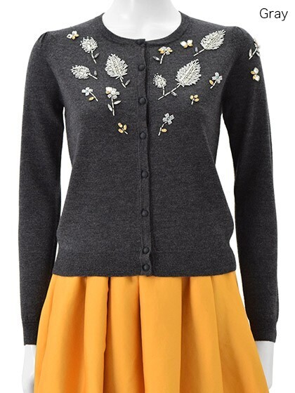 Chesty Leaf Motif Cardigan