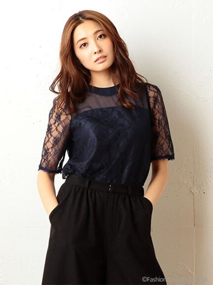 ROYAL PARTY レース切替ブラウス