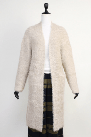 trois 【T63-4237】trois/シャギーニット・ロングカーディガン
