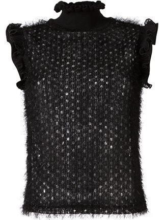 CARVEN ruffled trim knit top
