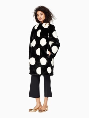 kate spade new york MAKE MAGIC POLKA DOT FAUX FUR COAT