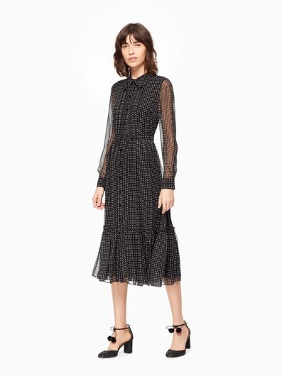 kate spade new york イマジネーション ピン ドット シフォン シャツドレスイマジネーション ピン ドット シフォン シャツドレス