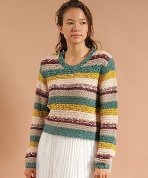 Lily Brown カラフルボーダーニットトップス