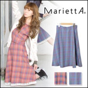 MariettA チェックロングフレアスカート