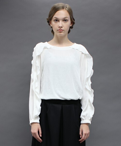 t.yamai paris Luxury Crepe フリルスリーブブラウス