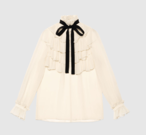 GUCCI シルク フラウンスシャツ