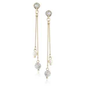 Plus Vendome チクレイパヴェ パール ロング チェーン ピアス