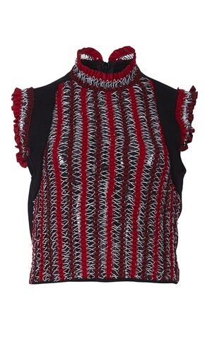 MARY KATRANTZOU Red Elastica Top