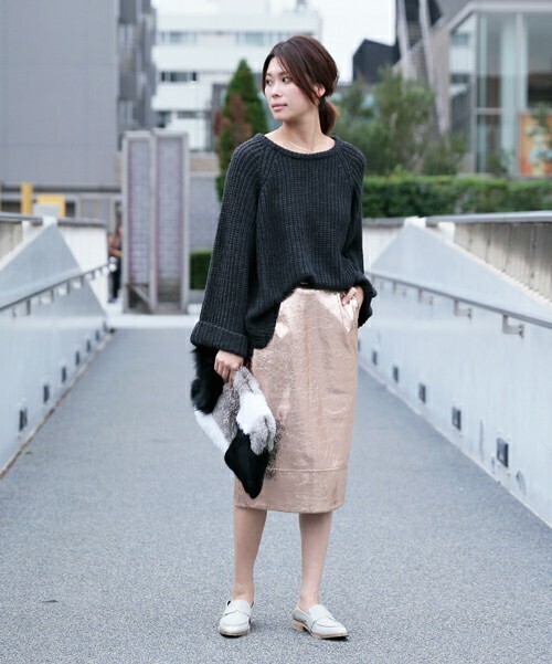 AMERI VINTAGE FOIL TIGHT SKIRT