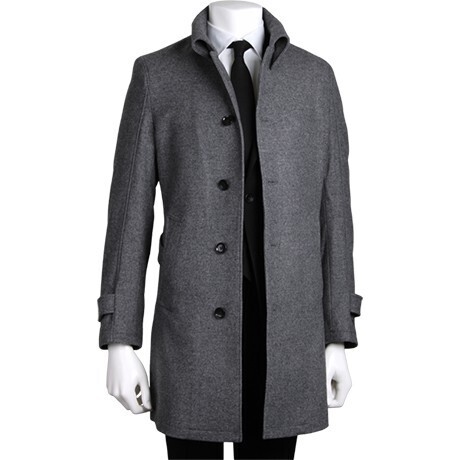 SUIT SELECT 【BL/SKINNY】ウールブレンド シャツカラ-ベルテッドコート/グレー×ソリッド