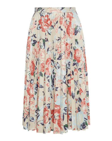 MSGM Floral Faux Leather Pleated Skirt