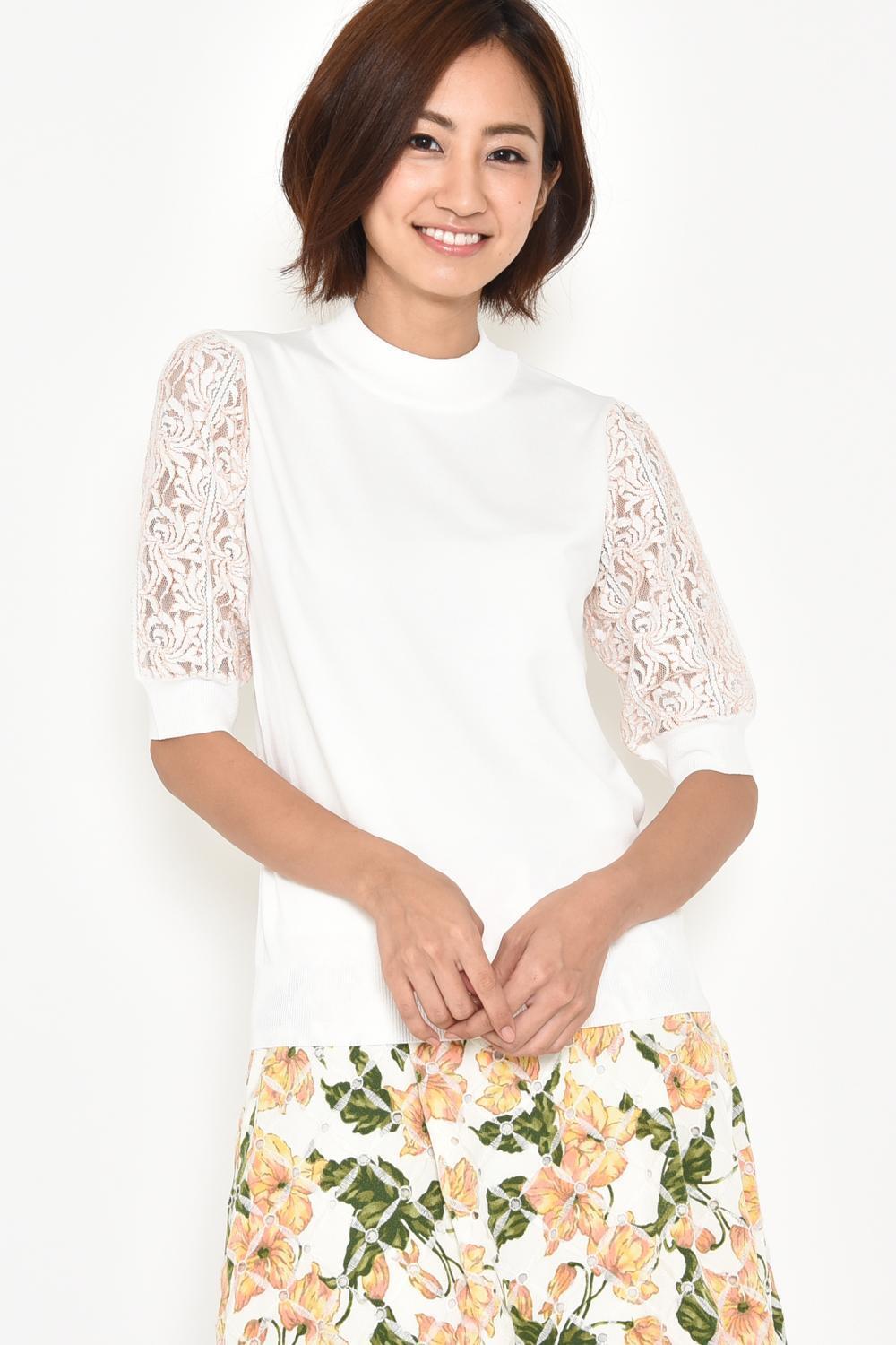 ketty 袖レースニットプルオーバー