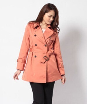 Doux toucher ketty T/Cサテンストレッチショートトレンチ