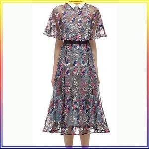Self-Portrait floral vine collared dress