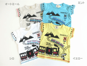 chocola 山と汽車柄半袖Ｔシャツ