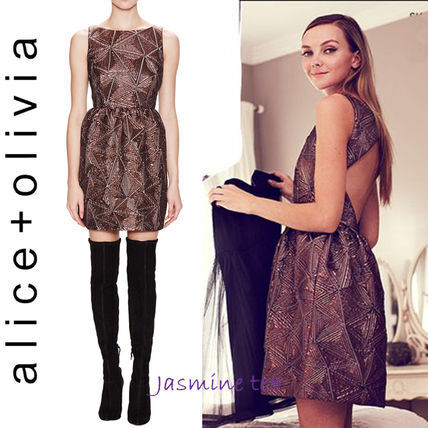Alice + Olivia Lillyanne Geometric Puff Skirt Dress