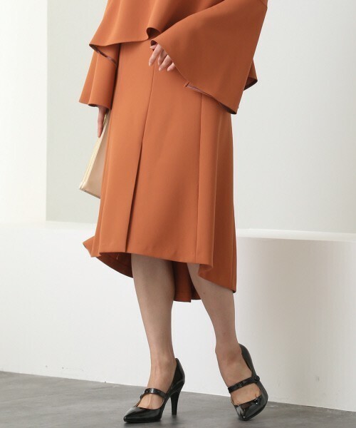 Rouge vif 二重織フィットフレアスカート