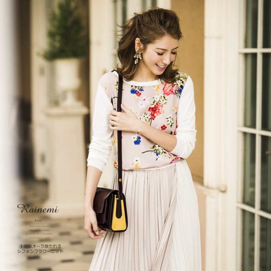 tocco rainemi シフォンフラワーニット