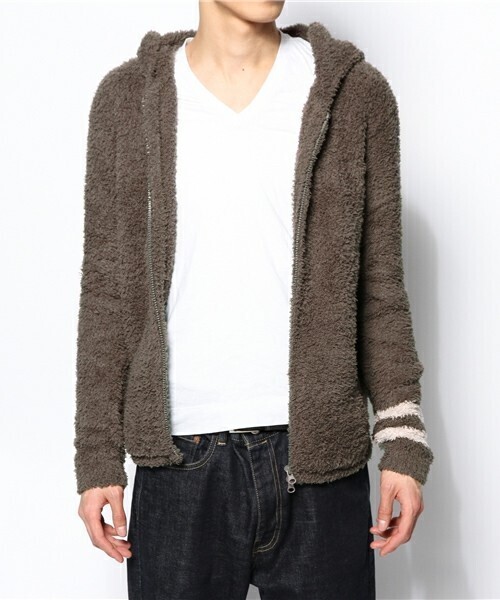 BAREFOOT DREAMS C594 Men`s Zip Hoodie with stripe