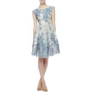 Alice + Olivia Fila Lace-Overlay Party Dress