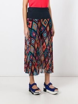 sacai プリント柄 プリーツキュロット