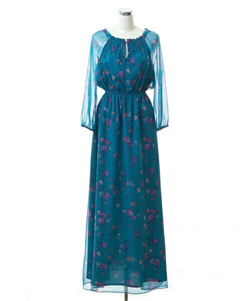 DRWCYS 花柄シフォンロングワンピース