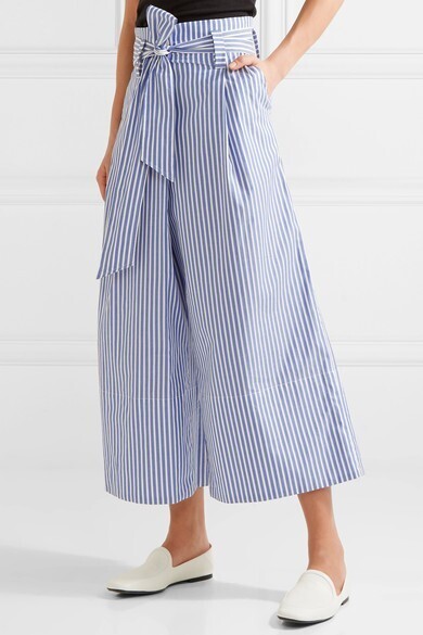 BY MALENE BIRGER Bennih cropped striped cotton-poplin wide-leg pants