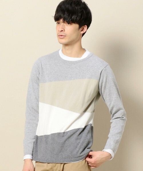 BEAUTY&YOUTH UNITED ARROWS BY カラーブロック レイヤード ニット