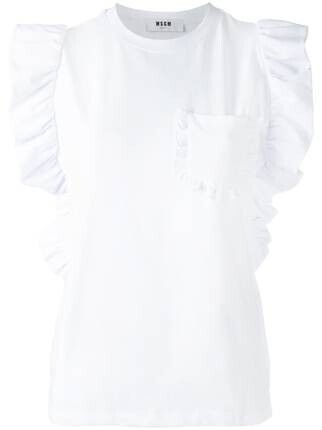 MSGM フリルノースリーブトップス