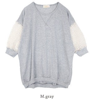 w closet フラワー刺しゅうシースルースリーブライトスウェットプルオーバー