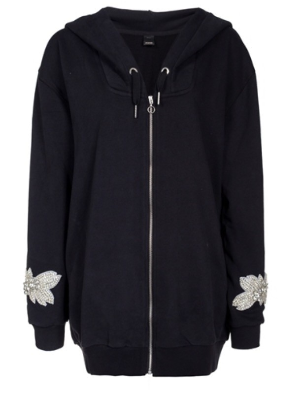 PINKO Hooded jacket in cotton fleece