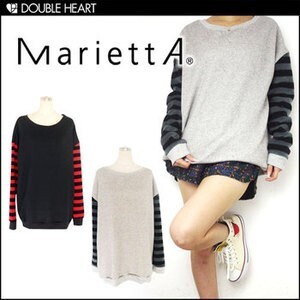 MariettA 袖フリースボーダースウェット