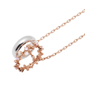 THE KISS SPD235PI　THE KISS COUPLE'S/【Swarovski Zirconia】　ピンクキュービック　ピンクゴールドコーティング　レディース　シルバーネックレス　40cm