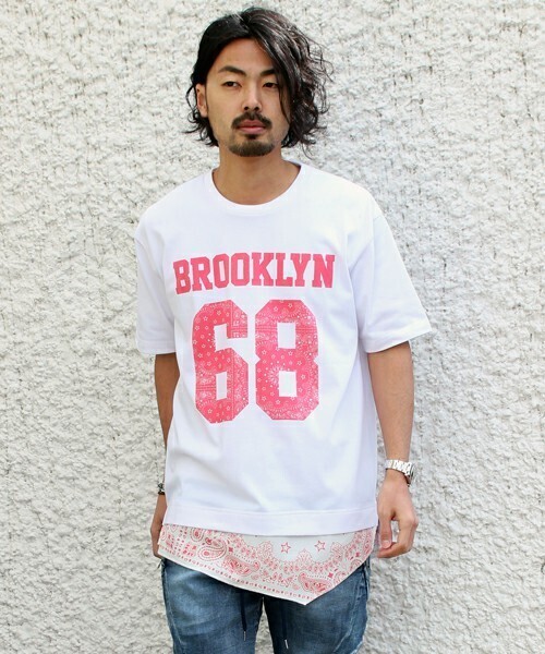VOGUISH BROOKLYNバンダナフェイクレイヤードロングTシャツ