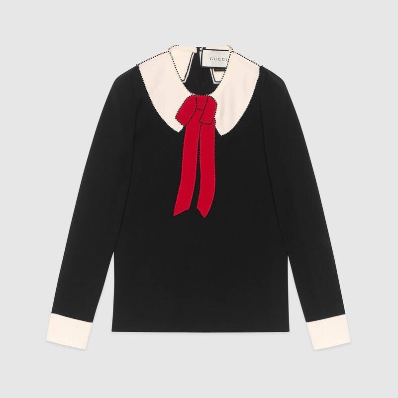 GUCCI ボウ エンブロイダリー ウール トップ