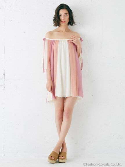 Rosarymoon シフォンバイカラーチュニック