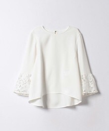 ANAYI ダブルサテン袖フレアレースブラウス