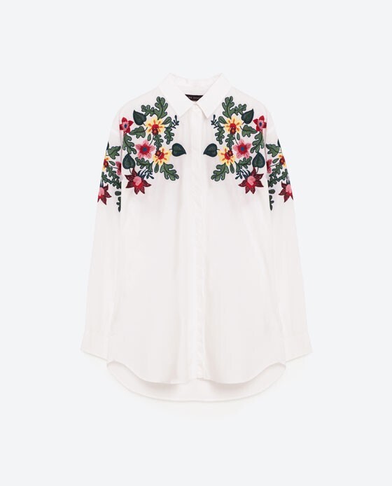 ZARA ビッグシルエットフローラルシャツ