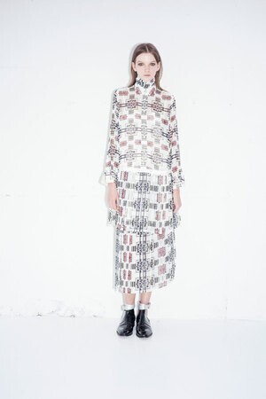 sacai luck printed chiffon mini dress
