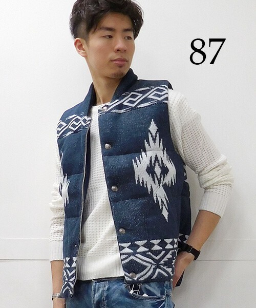 Burner 【RINGS】ネイティブ柄中綿VEST