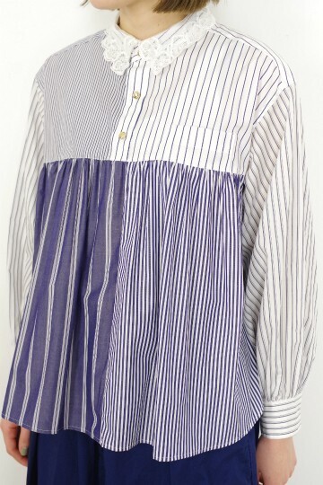 nesessaire stripe patchwork blouse