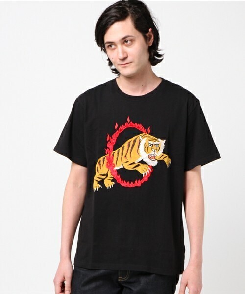 ALDIES Fire Of The Tiger T トラ刺繍Tシャツ