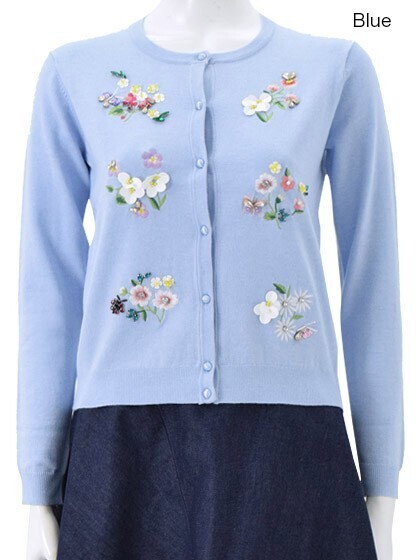 Chesty Flower Embroidery Cardigan