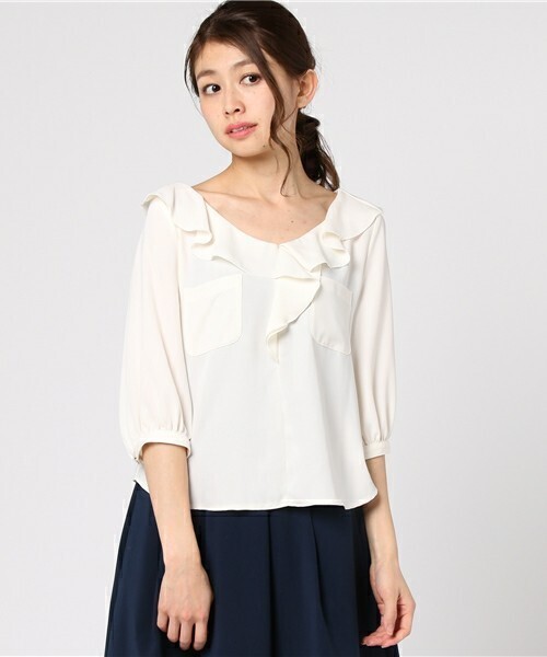 JILL by JILLSTUART RUFFLE NECK BL