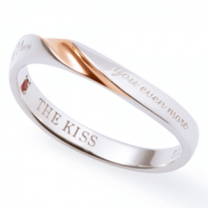 THE KISS 【SR2426RB】THE KISS COUPLE'S / ルビー メッセージ ピンクゴールドコーティング レディース シルバーリング