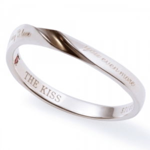 THE KISS 【SR2427RB】THE KISS COUPLE'S / ルビー メッセージ ブラックコーティング メンズ シルバーリング