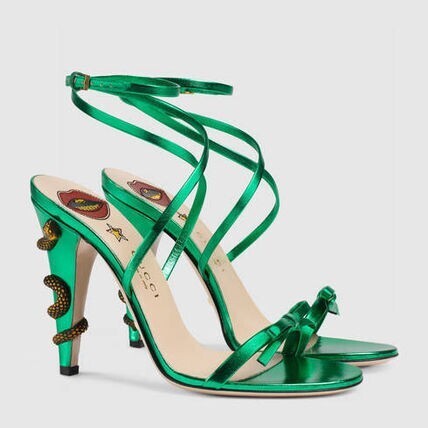 GUCCI アンクルクロスストラップ レザーサンダル