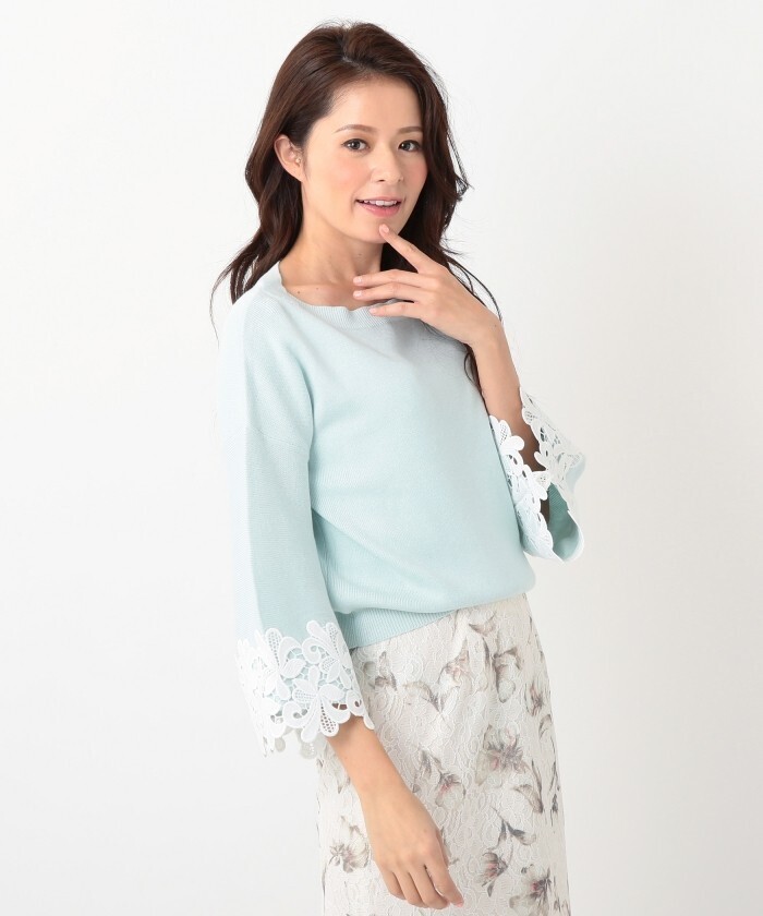 MEW'S REFINED CLOTHES 袖レースラッフルニット