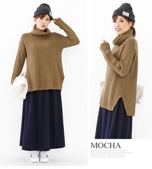 KiraKiraShop 畦編みタートルニットセーター