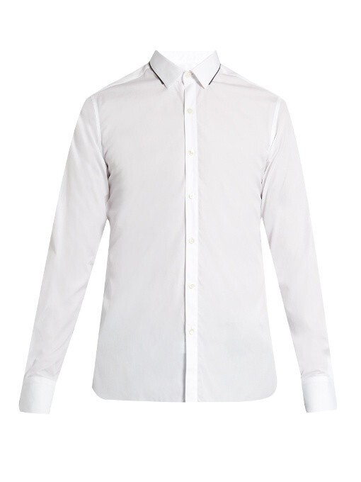 LANVIN Collar-contrast single-cuff cotton shirt